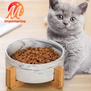 Plato de cerámica con base bambu para mascotas